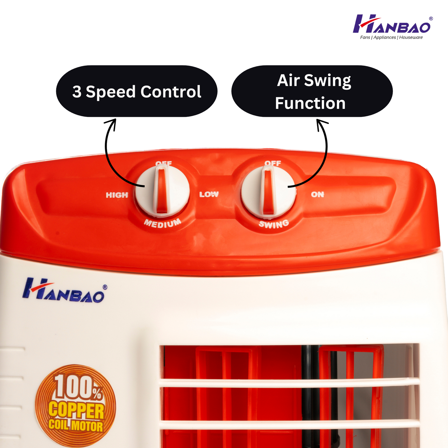 Hanbao Tower Fan- Hawaa, copper coil motor, 24 months Warranty