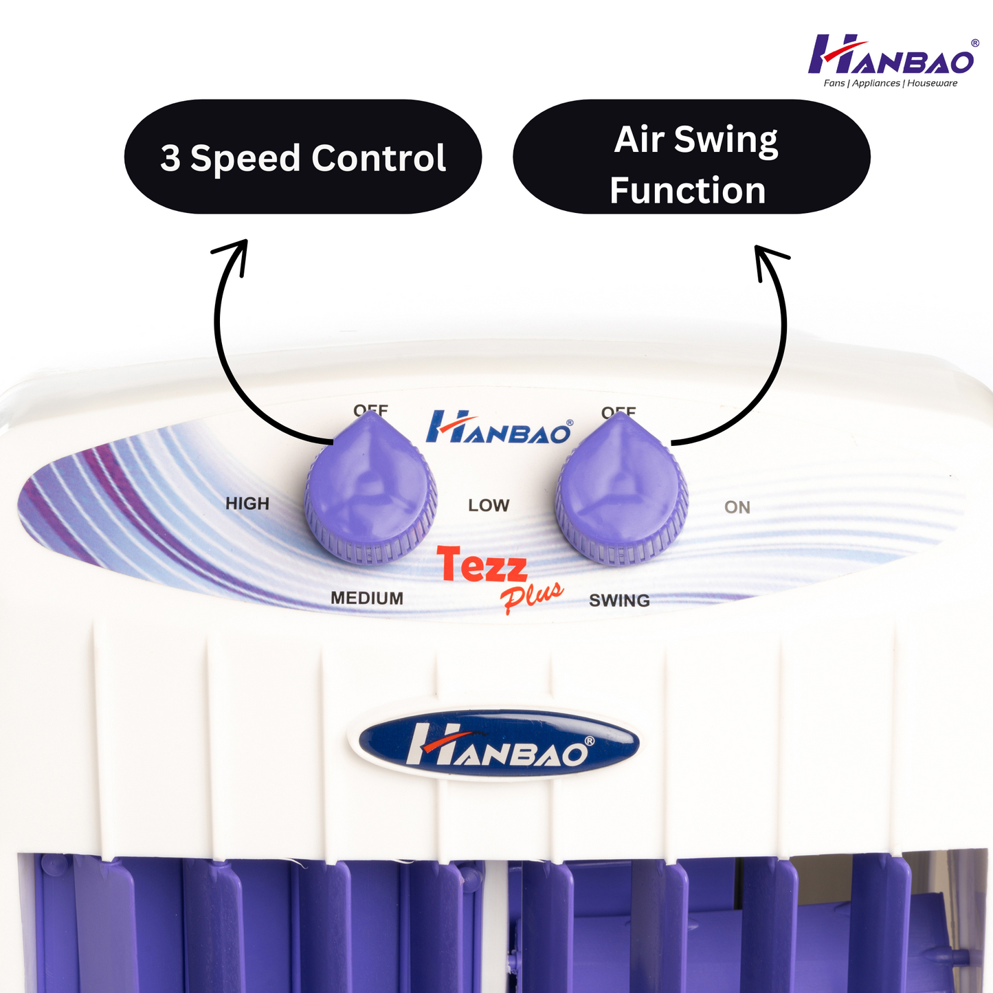 Hanbao Tezz Plus Tower Fan - 100% copper motor, 36 months warranty