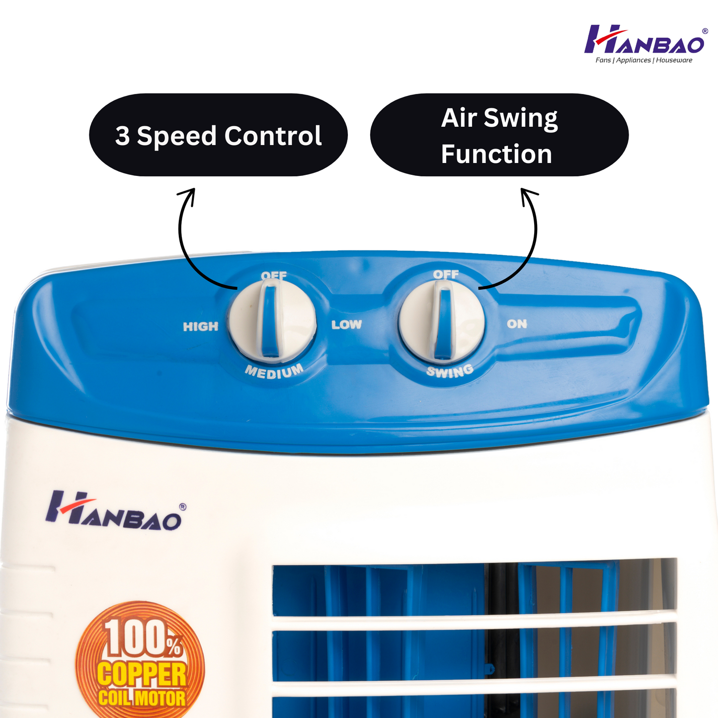 Hanbao Tower Fan- Gati, copper coil motor 30 months Warranty