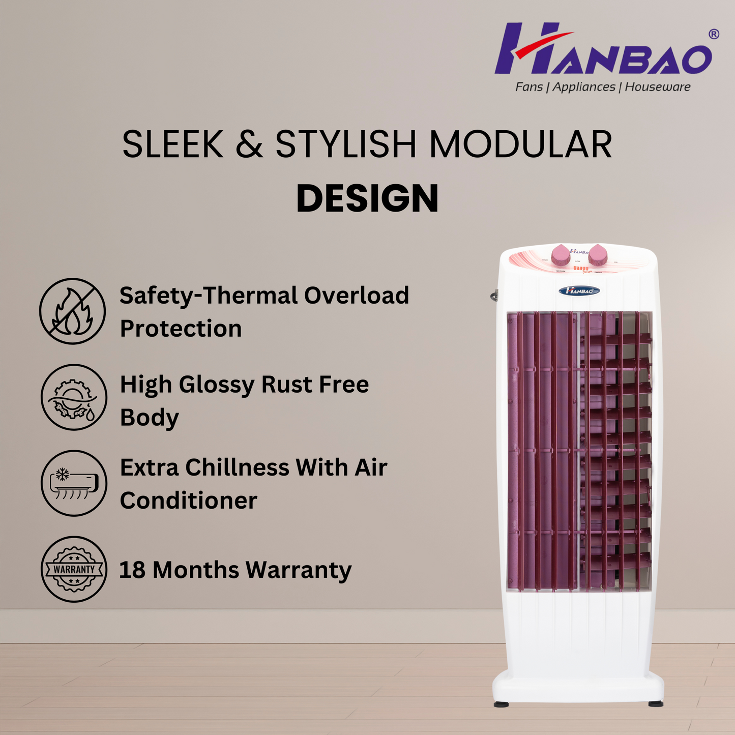 Hanbao Tower Fan- Vaayu Plus, 18 months Warranty