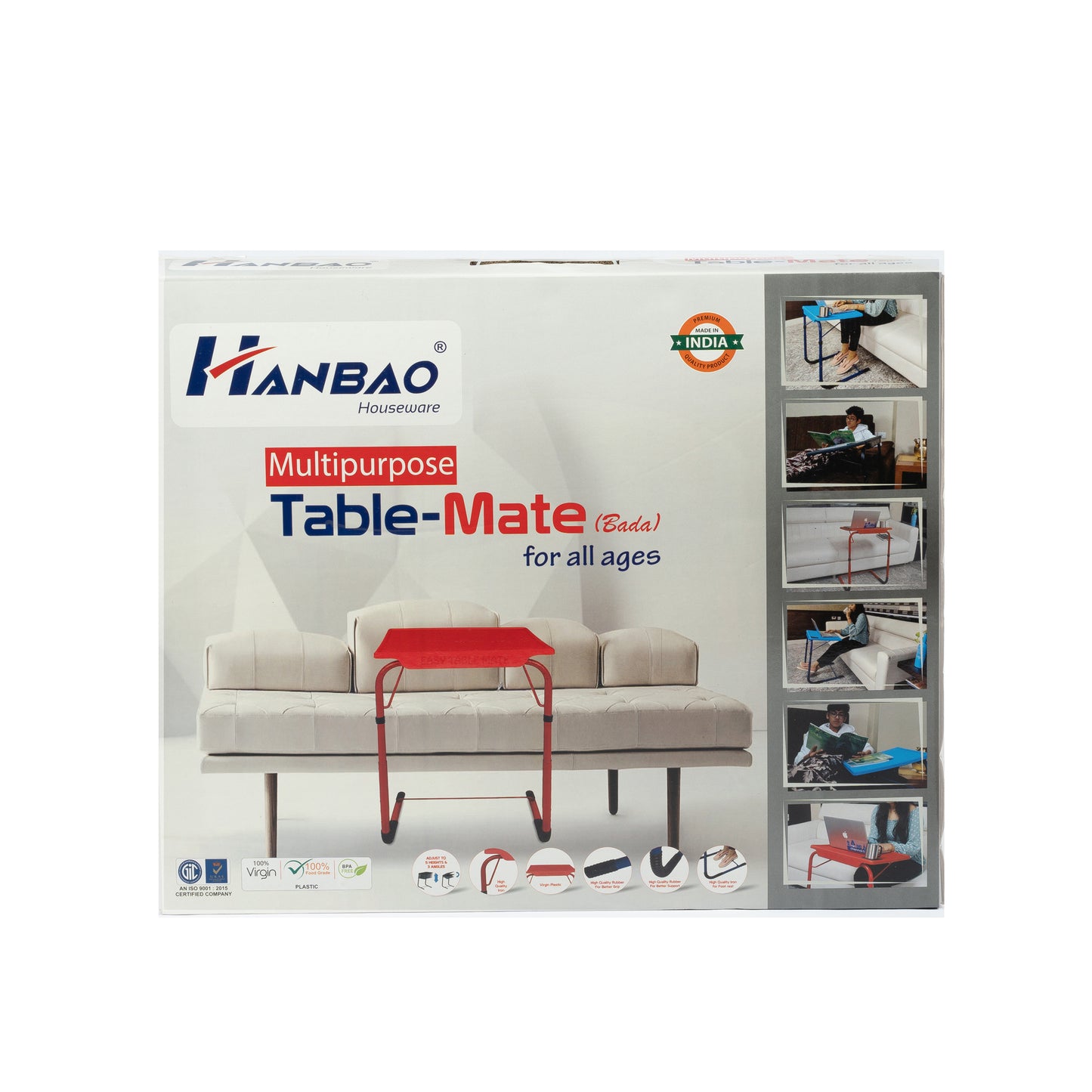 Hanbao Easy-Table Mate Multi Purpose Foldable, Adjustable Strong Table with 6 Heights, 3 Angles Adjustable for Laptop, Study, Kids, Home/Office, Dinning, 18 in 1 Table