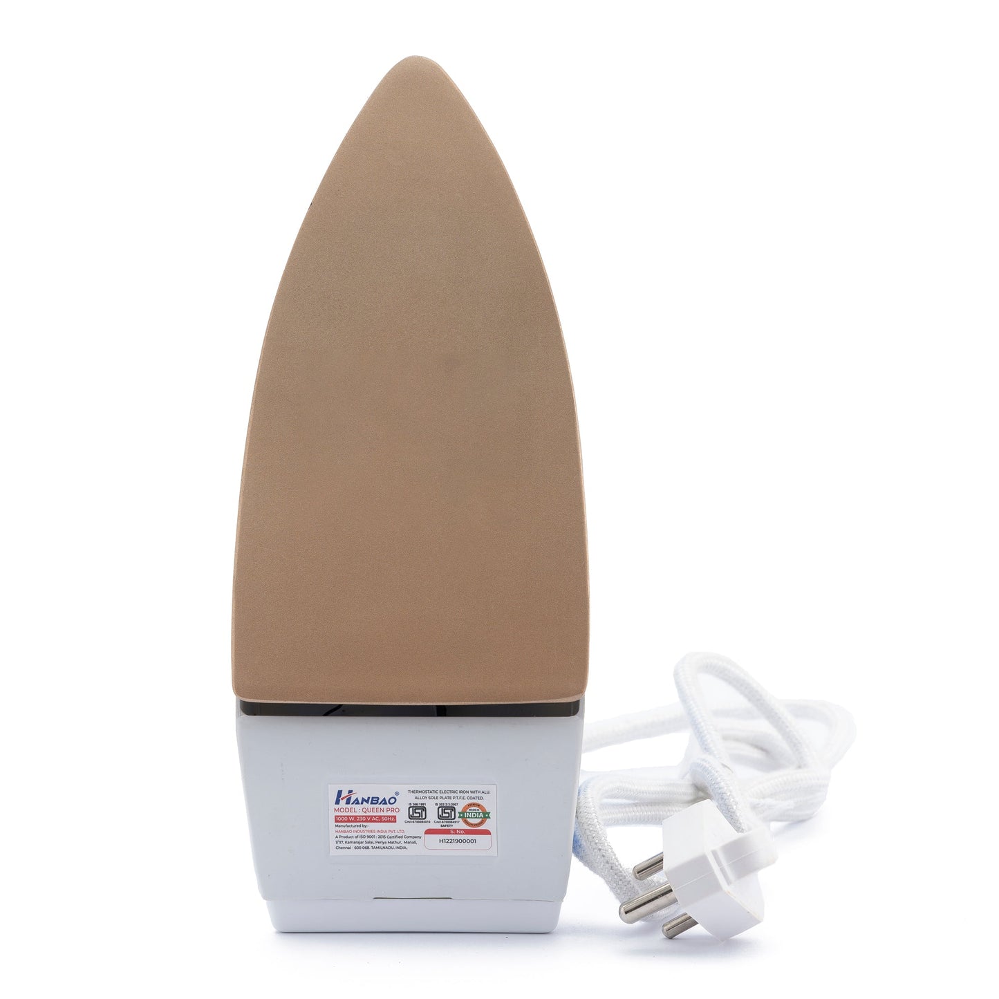 HANBAO QUEEN PRO Electric Dry Iron with LED Indicator - 1000W, 2 Years Warranty*