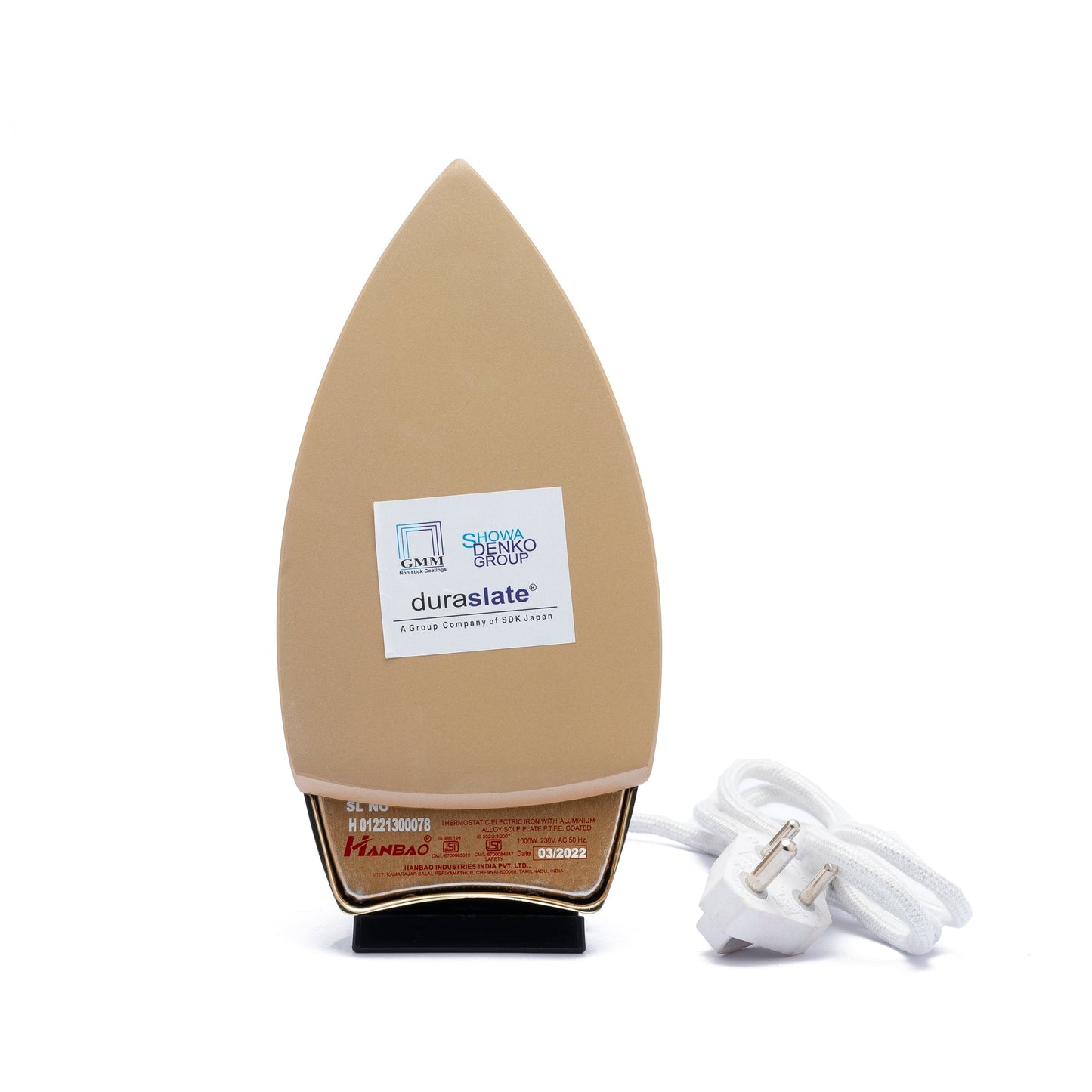 HANBAO PLANCHA KOHINOOR PRO Heavy Weight Dry Iron, 1000W, 2 Years Warranty*