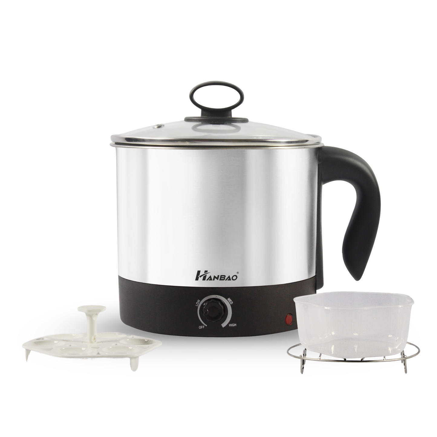 Hanbao Garma Garam 1.5ltrs SS Electric Multi Cook Kettle, Travel Kettle, Instant Food Kettle, 600W, 1 Year warranty, Silver Black