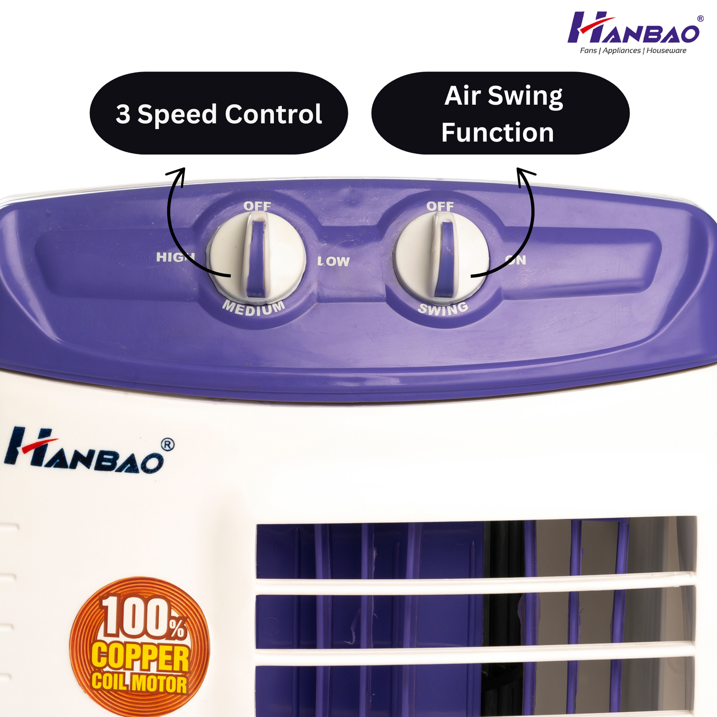 Hanbao Tezz Tower Fan - 100% copper motor, 36 months warranty