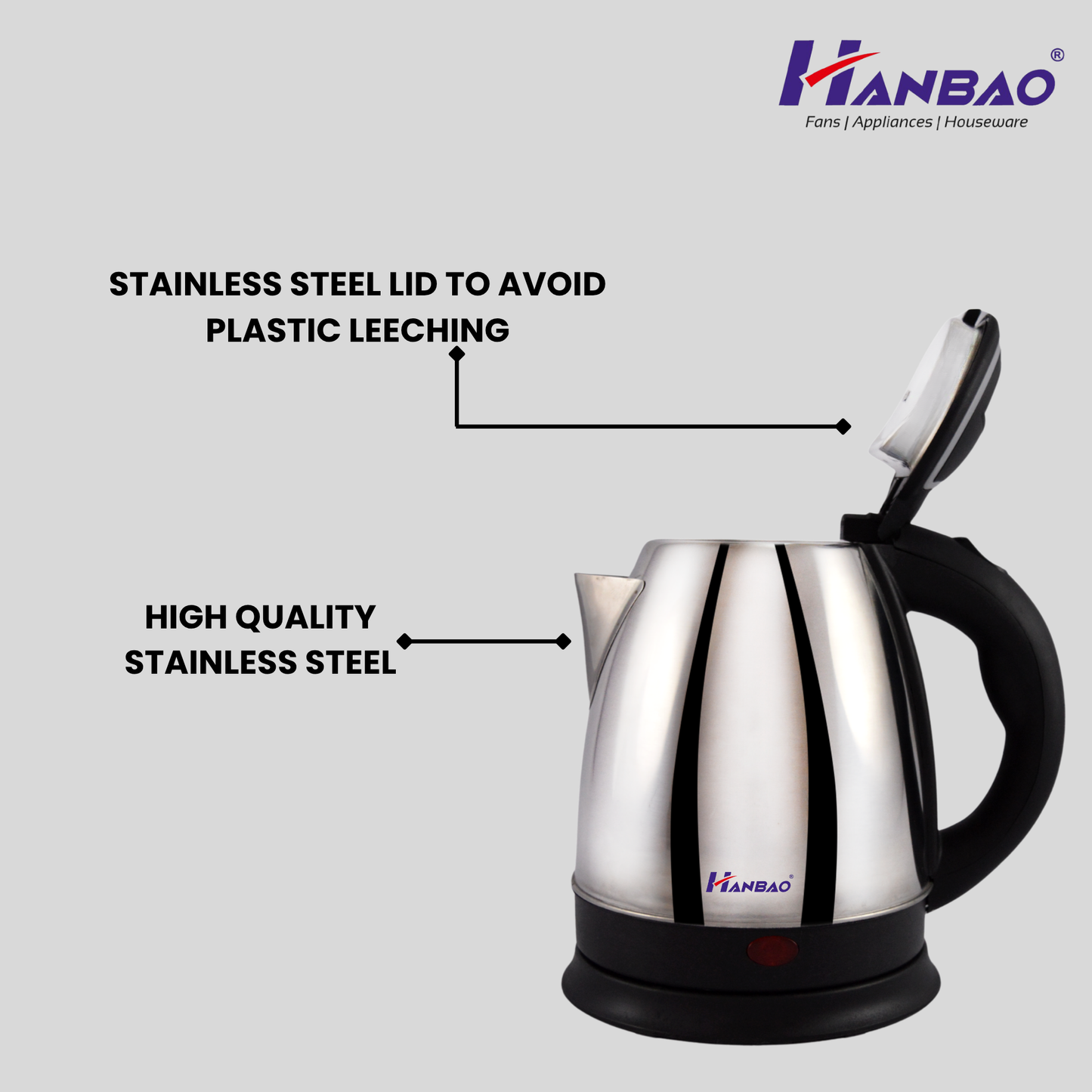 Hanbao 1.5 litre Garma Garam Electric Kettle | 1350W | 1 Year warranty