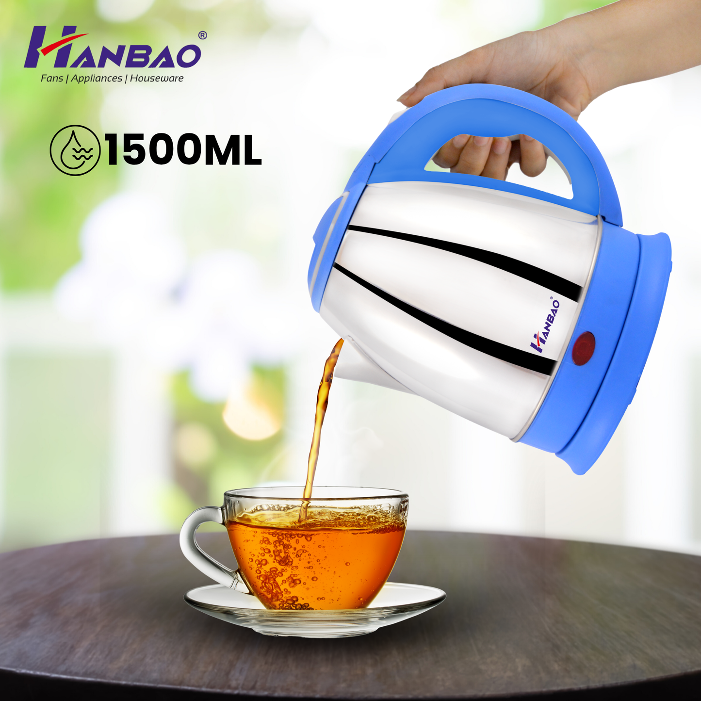 Hanbao 1.5 litre Garma Garam Electric Kettle | 1350W | 1 Year warranty