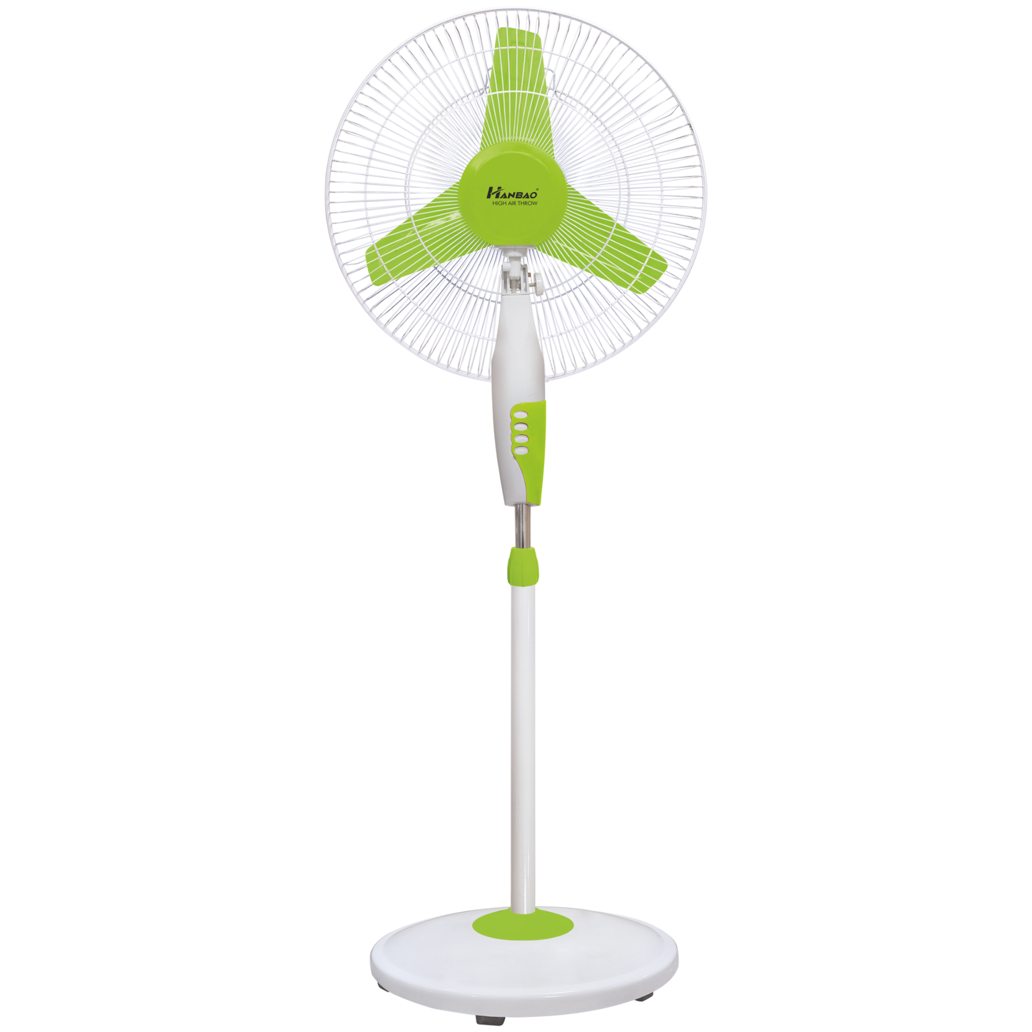 HANBAO 16" Pedestal Fan, 400mm sweep, High air throw, White Green, 3-speed with 90° oscillation, Height Adjustable, 1 Year Warranty, Cool INDIE