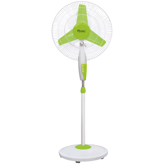 HANBAO 16" Pedestal Fan, 400mm sweep, High air throw, White Green, 3-speed with 90° oscillation, Height Adjustable, 1 Year Warranty, Cool INDIE
