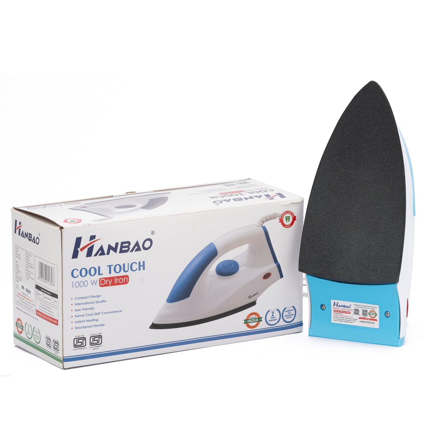 HANBAO COOL TOUCH Electric Dry Iron - 1000W, 2 Years Warranty*