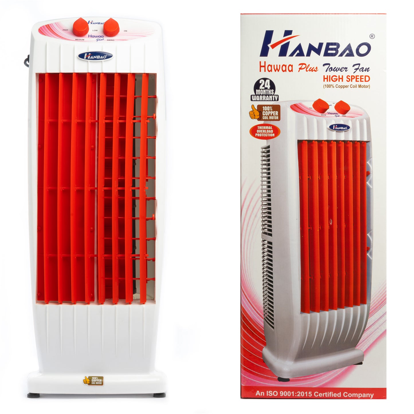 Hanbao Hawaa Plus Tower Fan - 100% copper motor, 24 months warranty