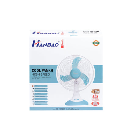 Hanbao Table Fan- Cool Pankh copper coil motor 24 months warranty*