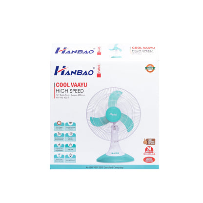 Hanbao Table Fan- Cool Vaayu copper coil motor 24 months warranty*