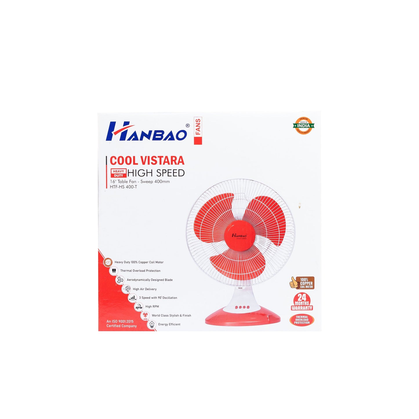 Hanbao Table Fan High Speed - Cool Vistara copper coil motor 24 months warranty*